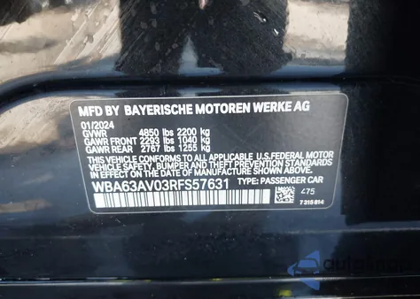 2024 BMW 430I Gran Coupe из США, поврежденный, VIN WBA63AV03RFS57631